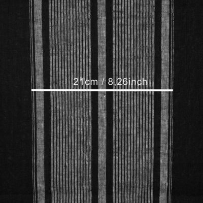 Narrow linen fabric black colour with white center stripes with measurements