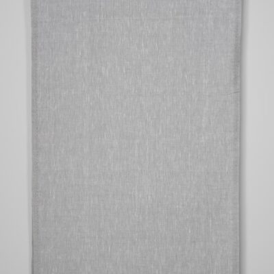 Narrow linen fabric in white and grey melange