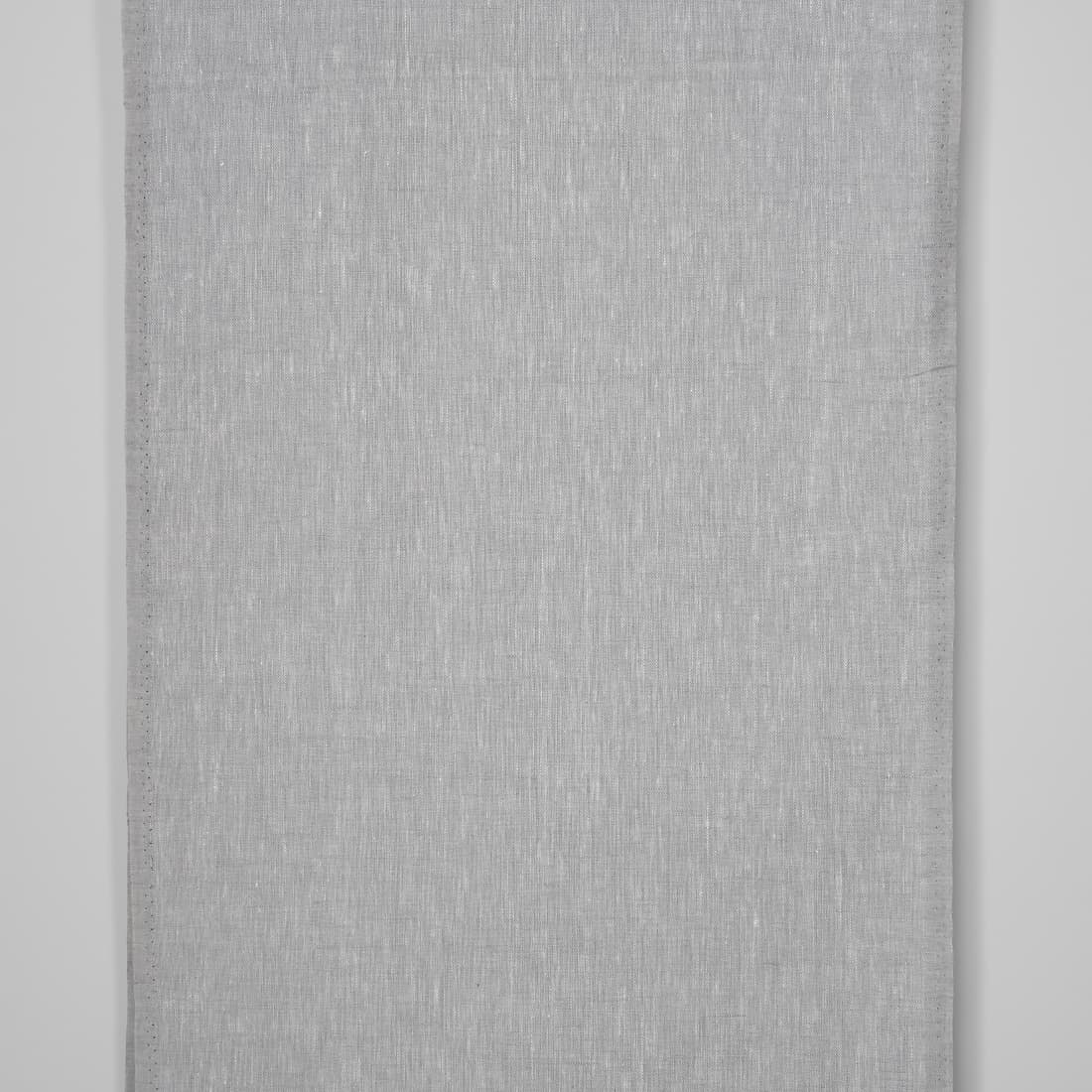 Narrow linen fabric in white and grey melange