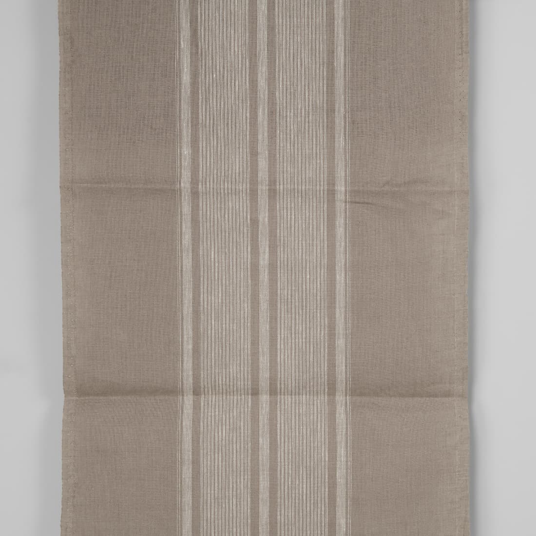 Narrow linen fabric brownish-grey with white center stripes
