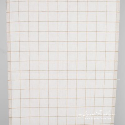 Linen fabric in beige checks