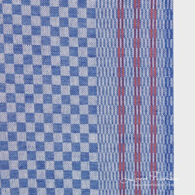 Checked blue linen cotton fabric.