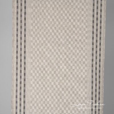Narrow linen cotton fabric in grey checks 3 Narrow linen cotton fabric in grey checks.