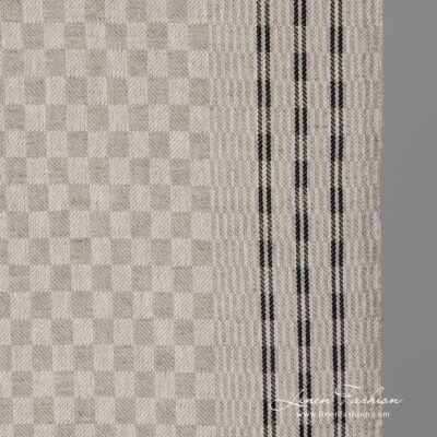 Narrow linen cotton fabric in grey checks 4 Linen cotton fabric in grey checks.