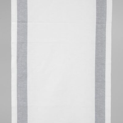 Narrow linen cotton fabric white colour with grey stripes