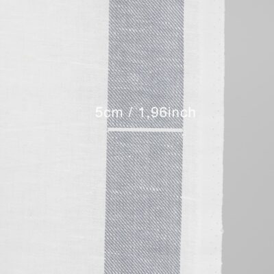 Narrow linen cotton fabric white colour with grey stripes with measurements