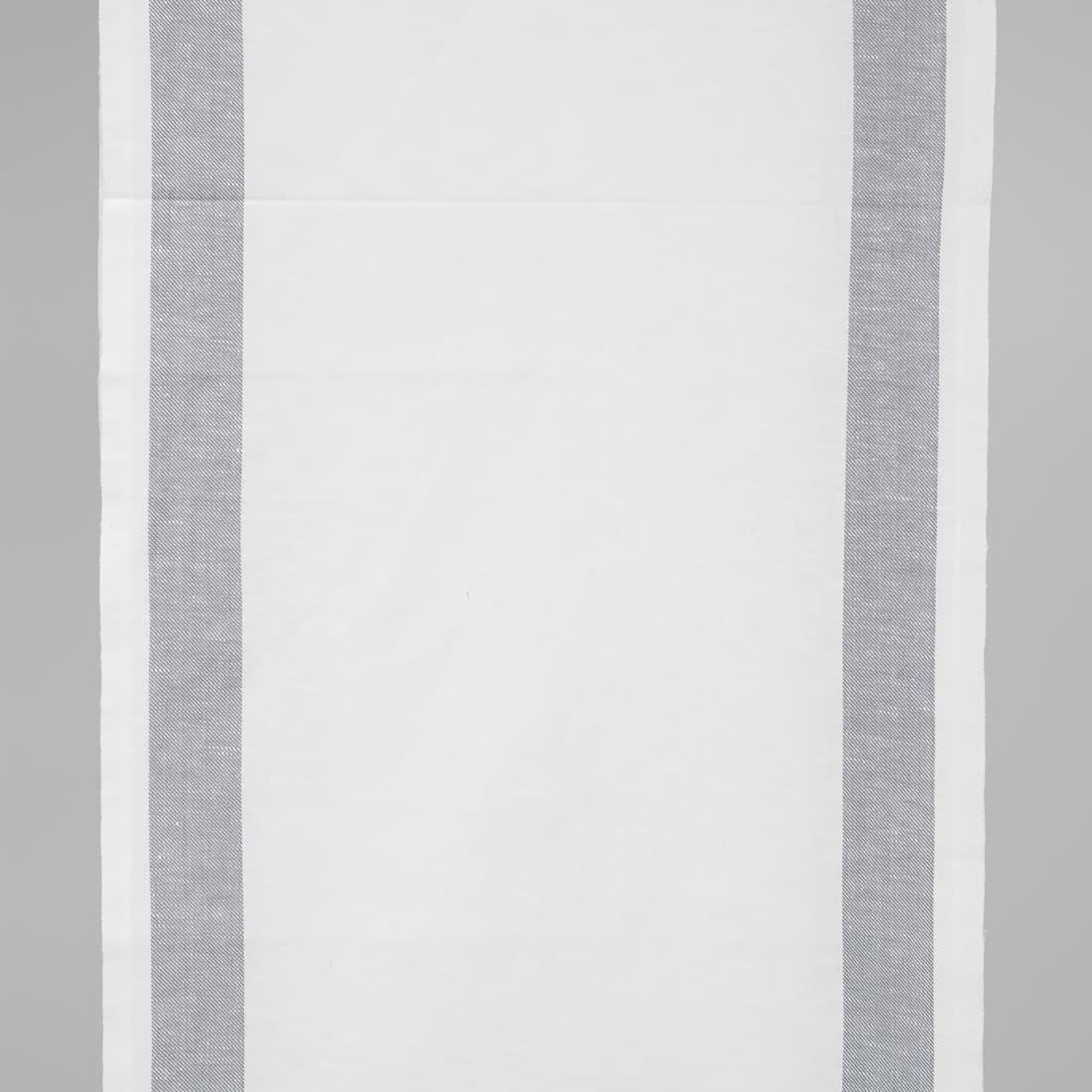 Narrow linen cotton fabric white colour with grey stripes
