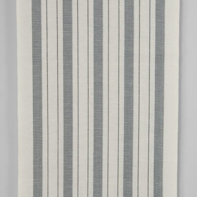 Narrow linen cotton fabric off-white with grey stripes waffle