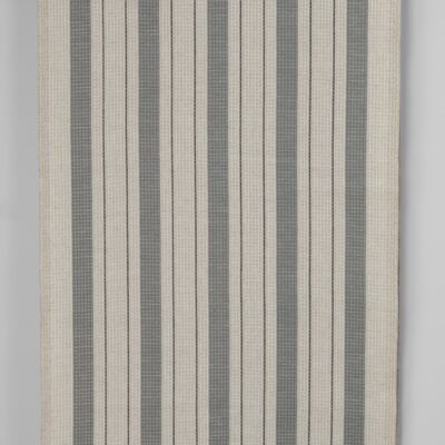 Narrow linen cotton fabric beige with grey stripes waffle 3 Narrow linen cotton fabric beige with grey stripes waffle