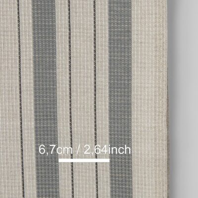 Narrow linen cotton fabric beige with grey stripes waffle 4 Narrow linen cotton fabric beige with grey stripes waffle, with measurements