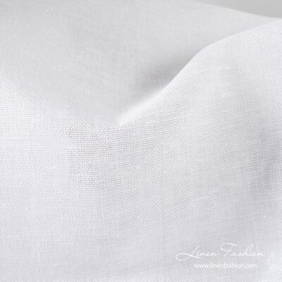 Bright white linen fabric in panama weave