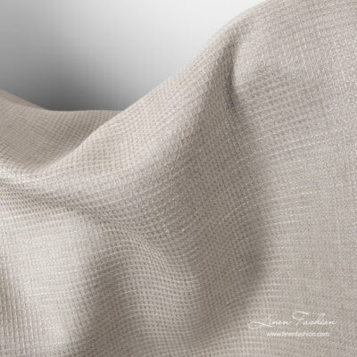 Natural flax colour waffle pattern linen fabric