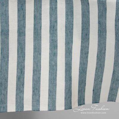100% linen fabric in turquoise stripes.