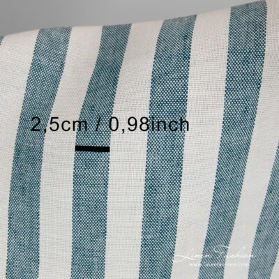 Turquoise striped linen fabric.