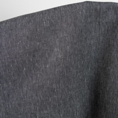 Heavy linen fabric in black and white stripes product photo