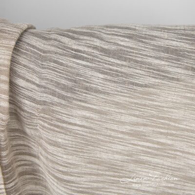 Linen cotton fabric sand colour with white stripes 180cm