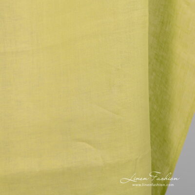 Linen fabric pale lime colour close up view