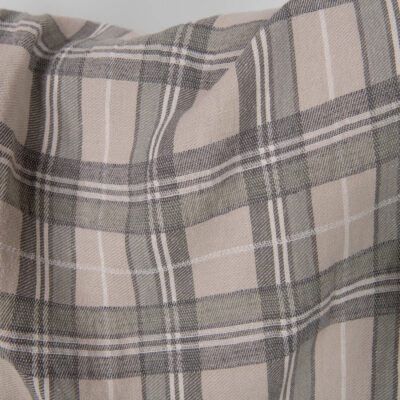Washed linen cotton fabric in beige checks 6 Washed linen cotton fabric in beige checks, twill weave