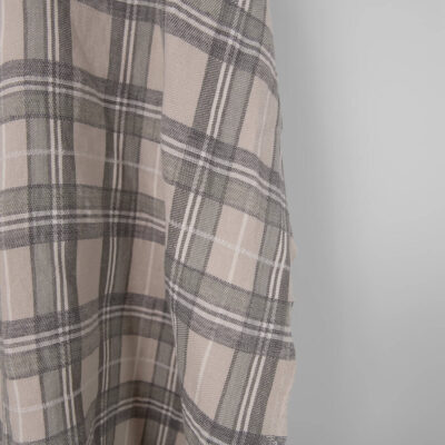 Washed linen cotton fabric in beige checks 8 Washed linen cotton fabric in beige checks, 170cm width