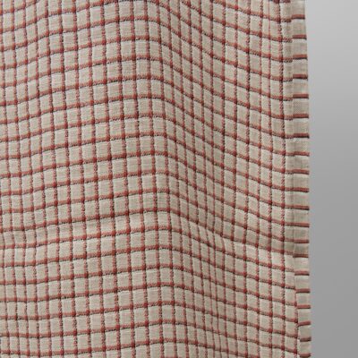 Linen grey fabric with red checks washed 7 Linen grey fabric with red checks washed edge