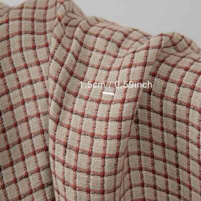 Linen grey fabric with red checks washed 8 Linen grey fabric with red checks washed with measurements