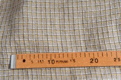 Linen grey fabric with yellow checks, washed