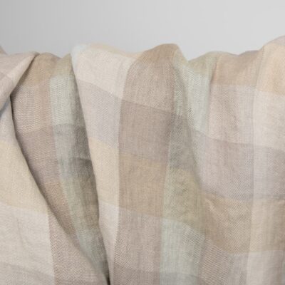 Linen washed fabric checks beige brown 6 linen washed checks beige sand, brown, grey