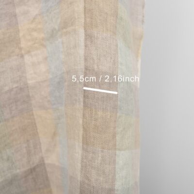Linen washed fabric checks beige brown 7 linen washed checks beige, 5.5cm.