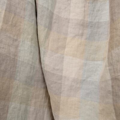 Linen washed fabric checks beige brown 8 linen washed checks beige, width 140cm.