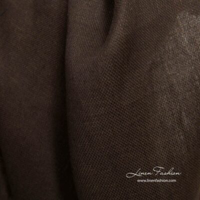 Diamond pattern dark brown linen fabric