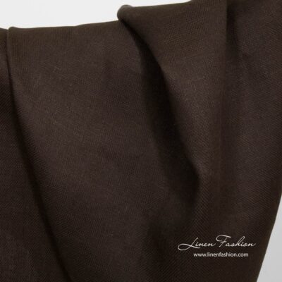 Diamond pattern dark brown linen fabric