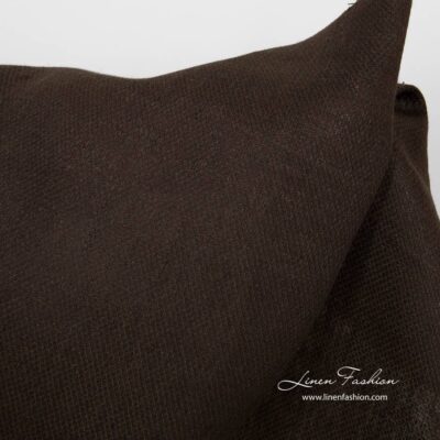Diamond pattern dark brown linen fabric