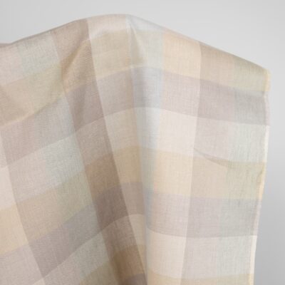 linen fabric checks beige sand