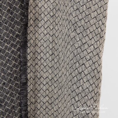 Washed linen fabric in small black grey diamond pattern 7 Diamond patterned linen fabric.