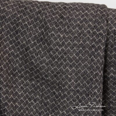 Washed linen fabric in small black grey diamond pattern 8 100% washed linen fabric in small black grey diamond pattern.