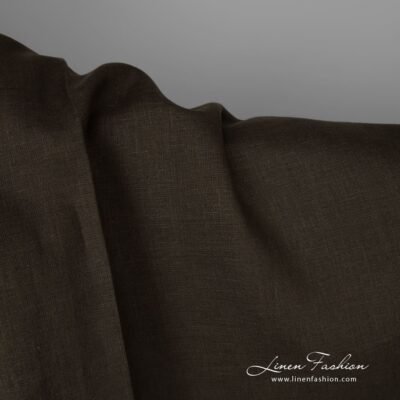 Linen fabric dark moss green colour product photo