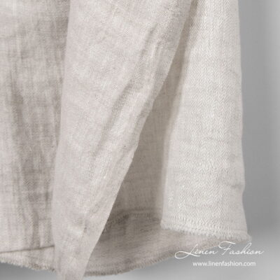 Washed linen fabric light grey tiny herringbone 6 Washed linen fabric light grey tiny herringbone