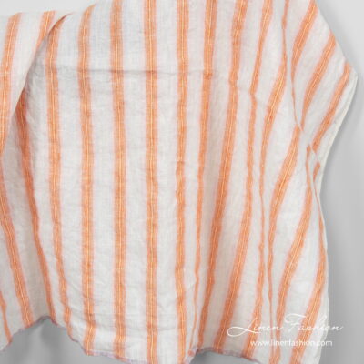 Washed linen fabric in orange stripes 4 Washed linen fabric in orange stripes