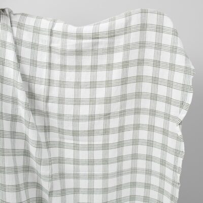 White washed linen cotton checked fabric 6 White washed linen cotton checked fabric
