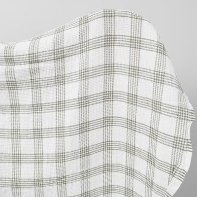 White washed linen cotton checked fabric 10 White washed linen cotton checked fabric product photo