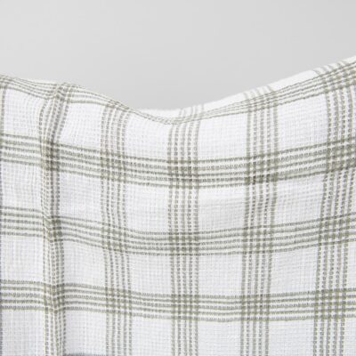White washed linen cotton checked fabric 8 White washed linen cotton checked fabric close up detail