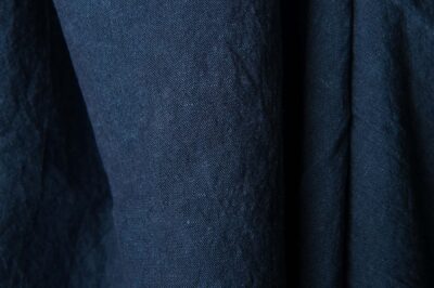 Washed linen fabric in dark blue