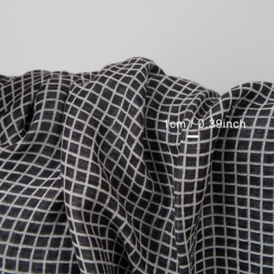 Half-linen fabric in black and white checks washed 6 Half-linen fabric in black and white checks washed with measurements