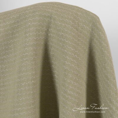 Linen cotton greenish grey fabric in wave pattern washed 6 Greenish linen cotton fabric