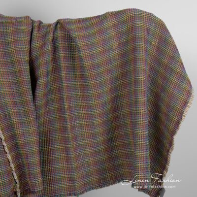 Brown linen cotton fabric in waffle washed 5 Brown linen cotton fabric