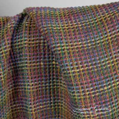 Brown linen cotton fabric in waffle washed 6 Brown linen cotton fabric in waffle pattern
