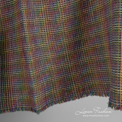 Brown linen cotton fabric in waffle washed 8 Brown linen cotton fabric in waffle pattern, specially washed to increase softness