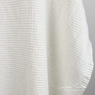 Light grey linen cotton fabric in checks, perfect for clothes and home textile