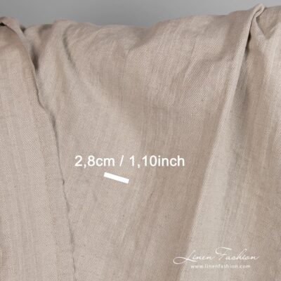 Natural colour linen cotton fabric washed 8 Natural color linen cotton fabric, woven in twill weave stripes