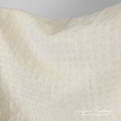 Cream color linen cotton fabric in checks
